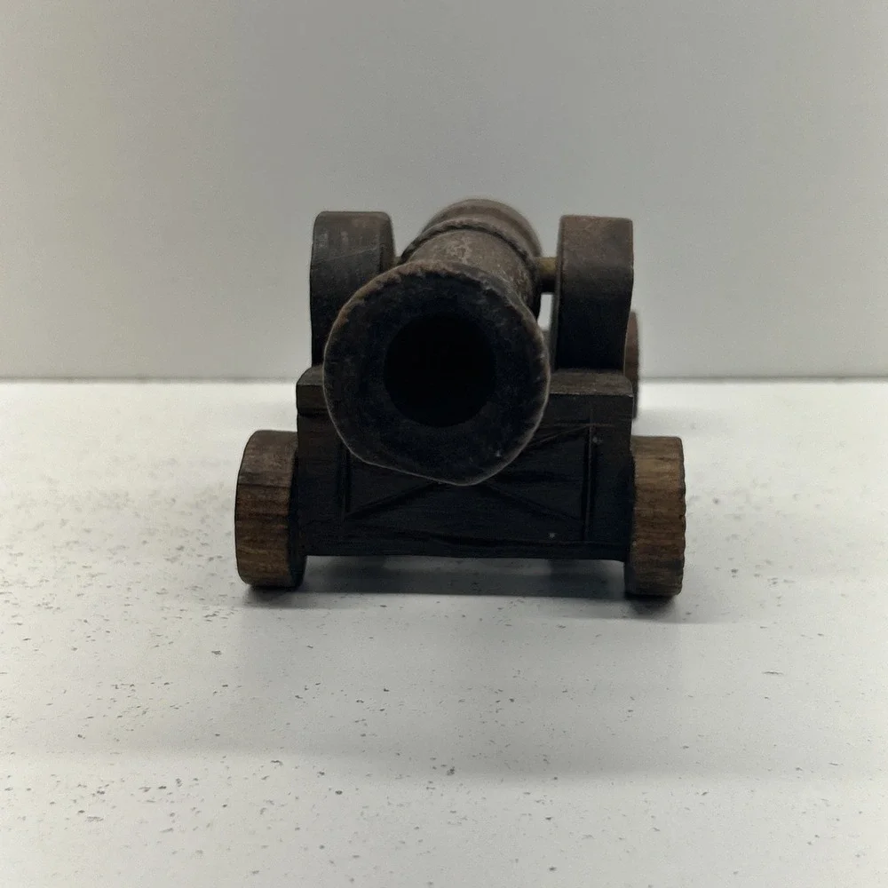 Vintage Hand Carved Wooden Decorative Cannon Model 1432 Made In Spain